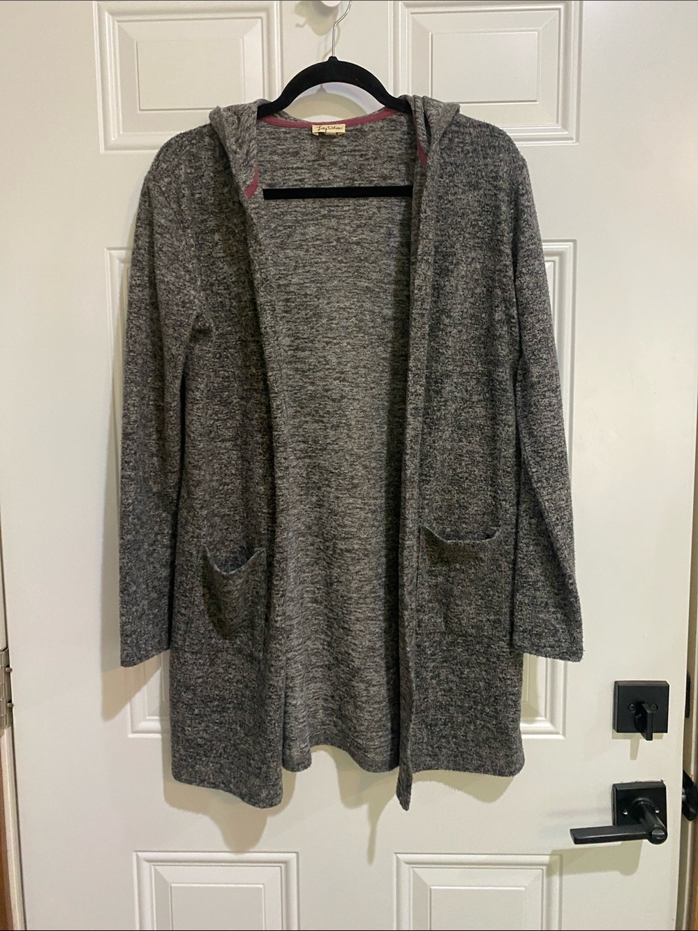 Lily White Heather Gray Open-Front Hooded Cardigan